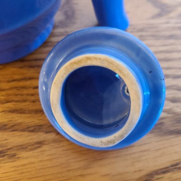 Blue Stoneware Teapot Vintage Made In U.S.A. 2 Cup Capacity - Picture 10 of 13